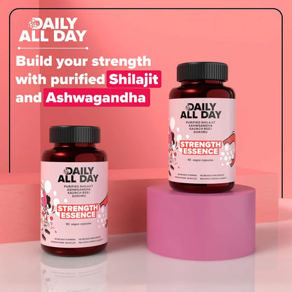 Purified shilajit and ashwagandha capsules for strength