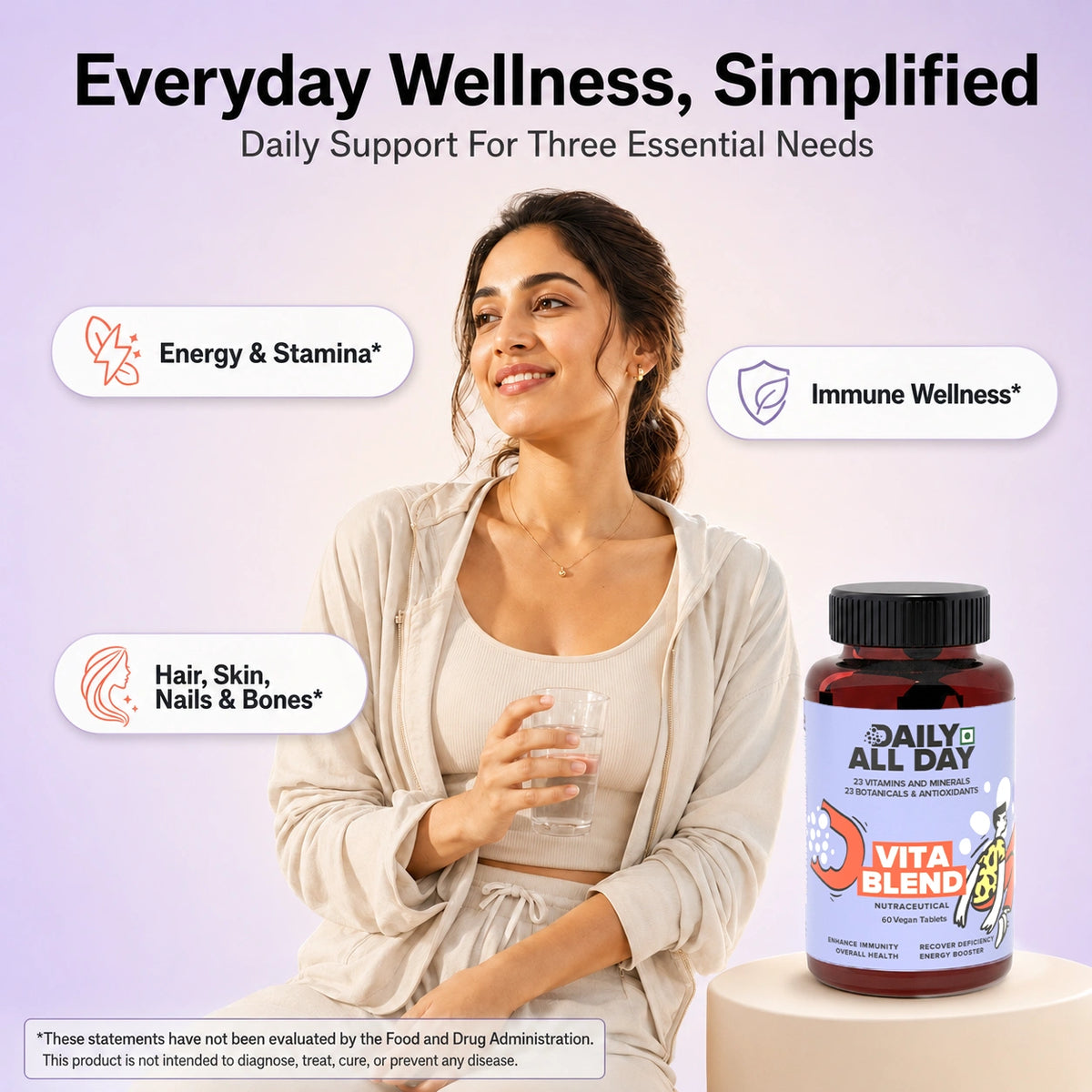 Multivitamin tablets for women - energy, immunity and hair, skin and nails