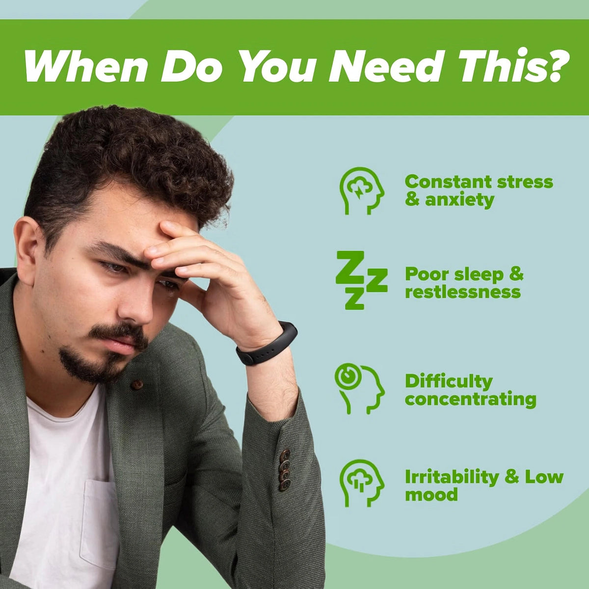 Signs of stress and high cortisol - anxiety, poor sleep and low focus