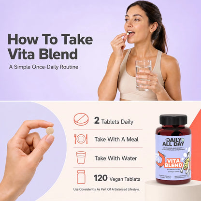 How to take multivitamin tablets - 2 tablets daily with a meal