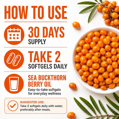 Sea Buckthorn Softgels 1000mg - Omega-7 & Antioxidants