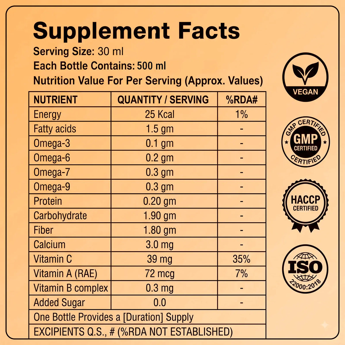 Sea buckthorn juice nutrition facts - omega 3, 6, 7, 9 and vitamin C