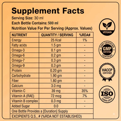 Sea buckthorn juice nutrition facts - omega 3, 6, 7, 9 and vitamin C