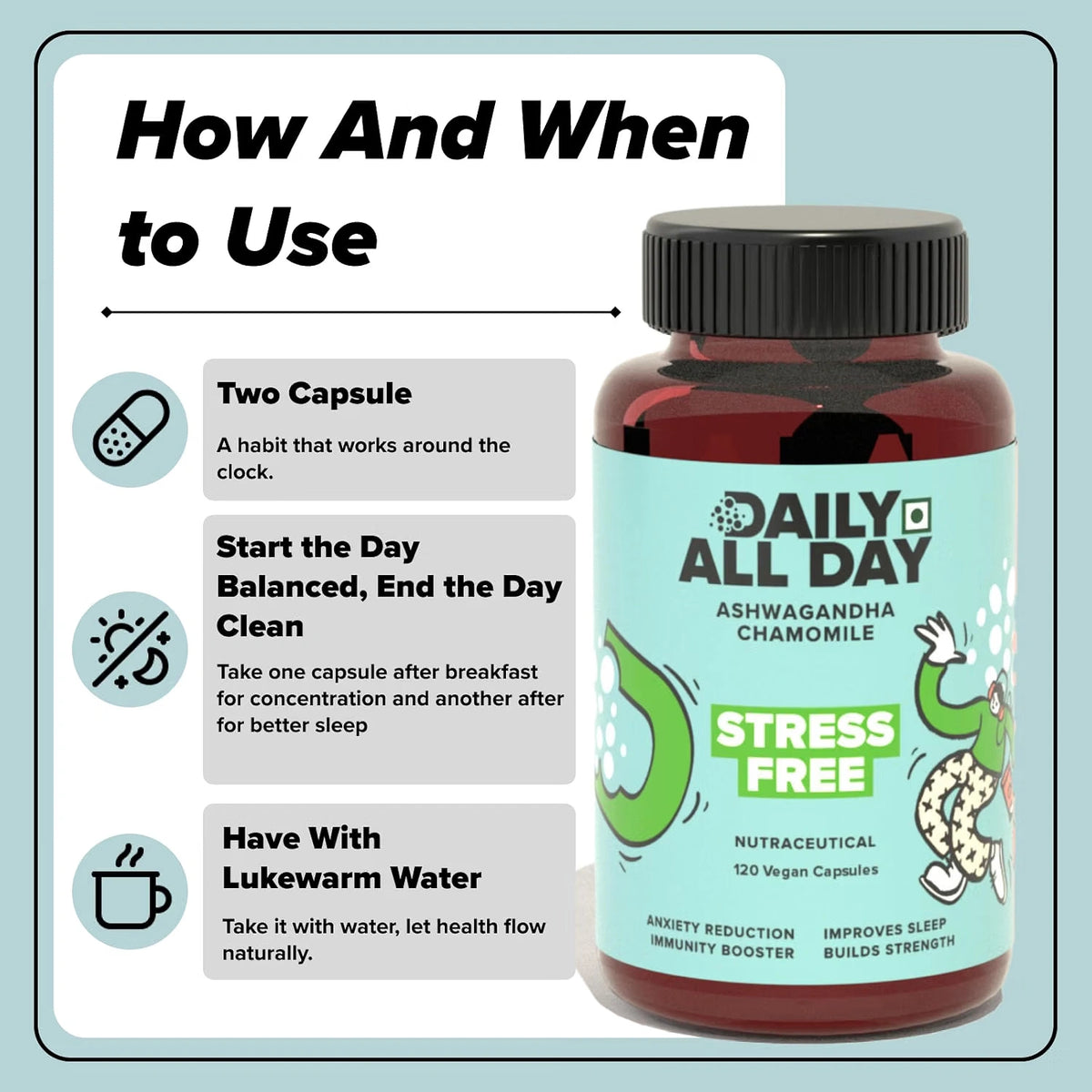 How to take ashwagandha capsules - 2 capsules daily