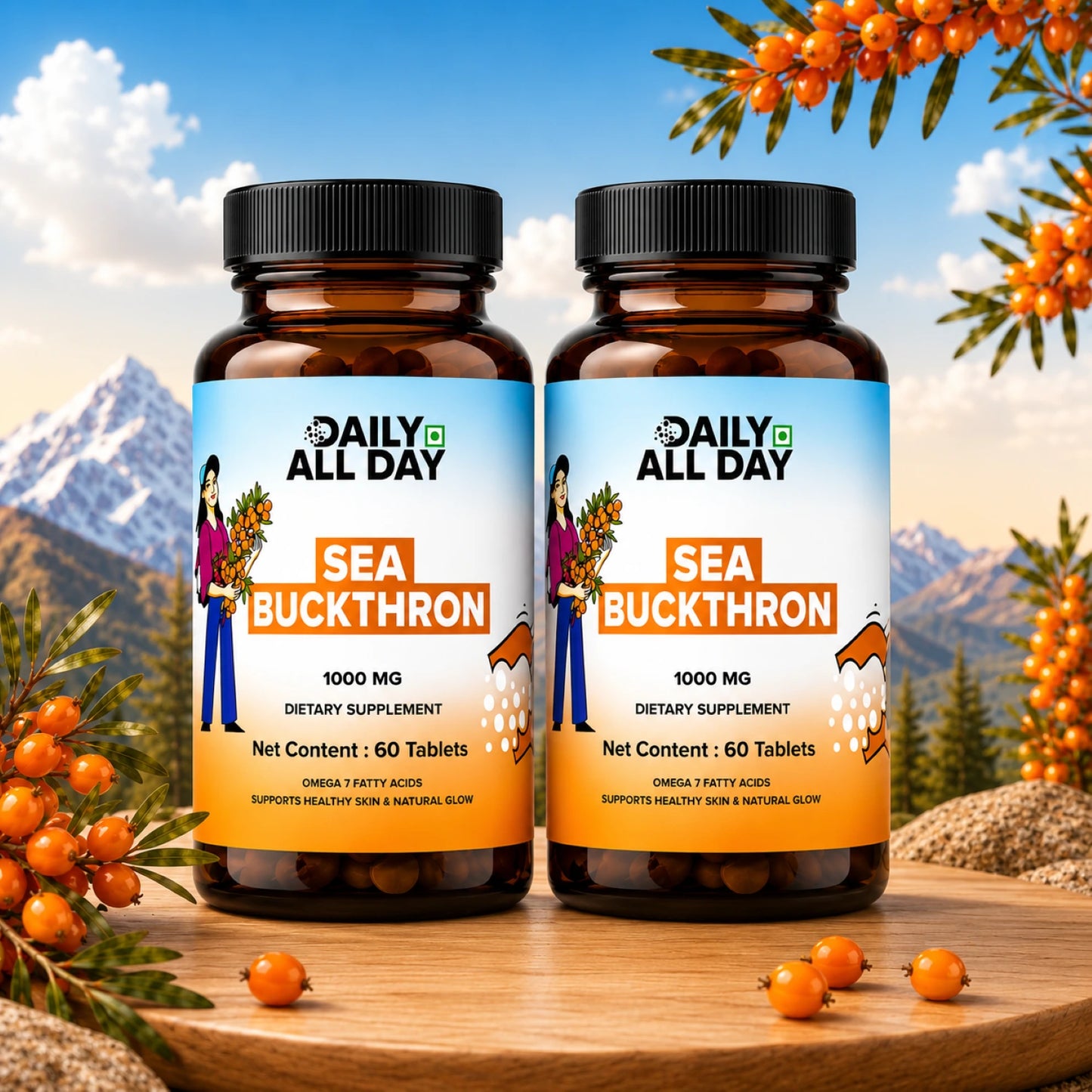 Sea Buckthorn Tablets 1000mg - Omega-3,6,7,9 & Antioxidants
