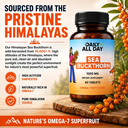 Sea Buckthorn Tablets 1000mg - Omega-3,6,7,9 & Antioxidants
