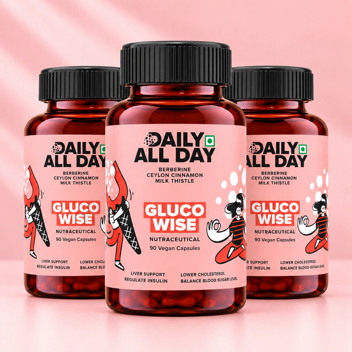 Berberine capsules for blood sugar support - pack of 3