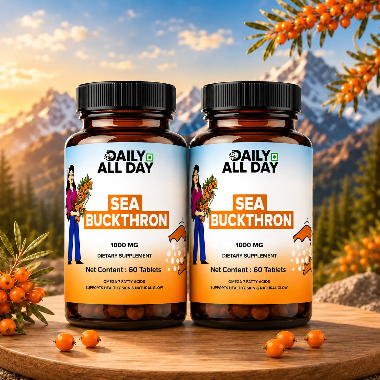 Sea Buckthorn Tablets 1000mg - Omega-3,6,7,9 & Antioxidants