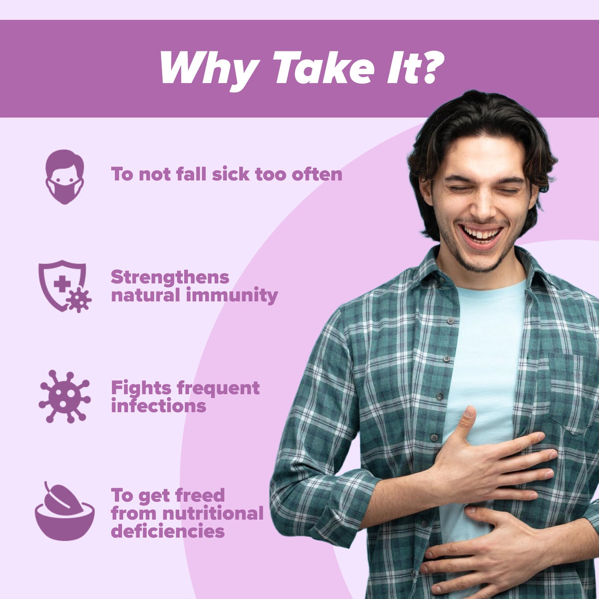 Immunity booster benefits - fewer infections and better nutrition