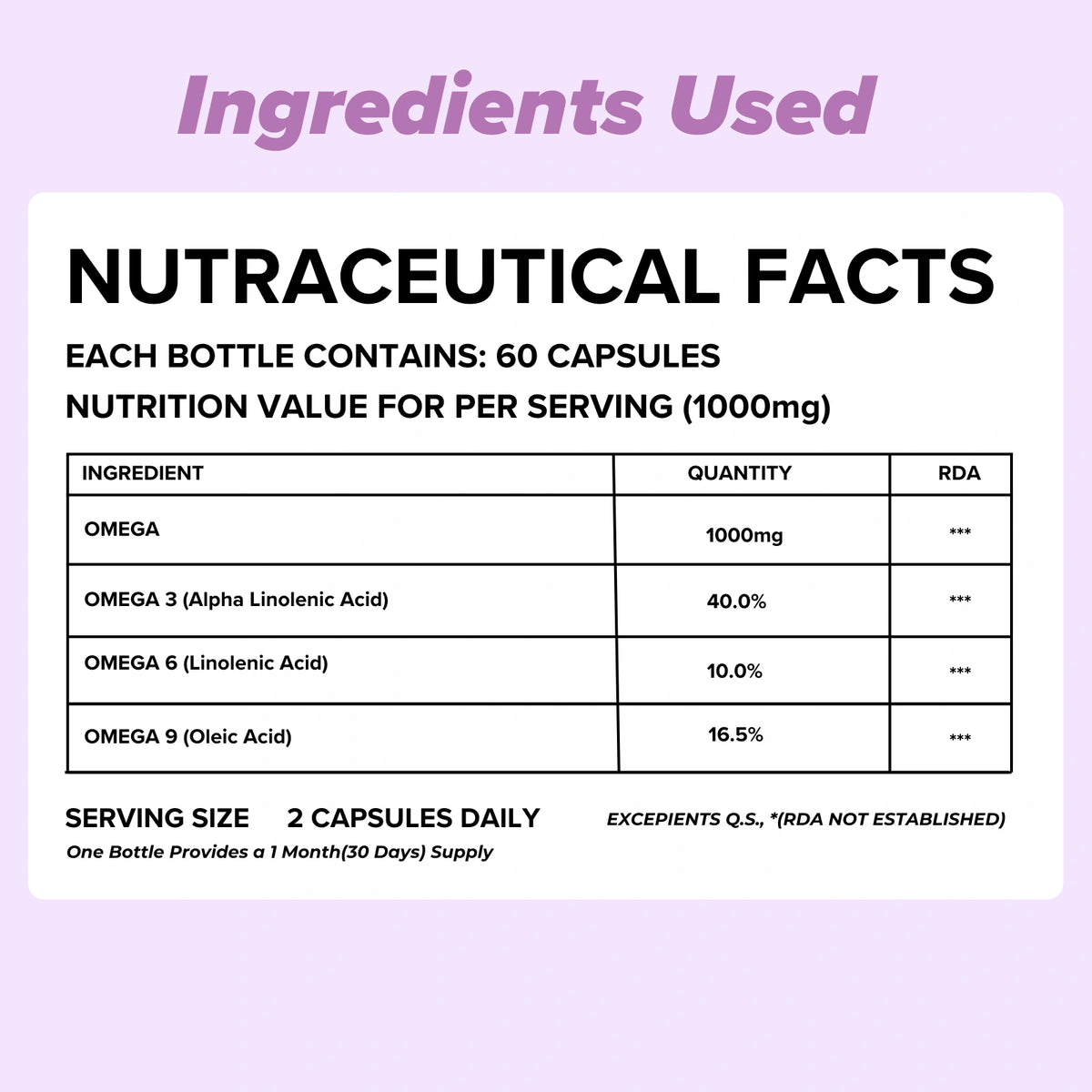 Vegan omega 3 capsules nutraceutical facts - 1000mg omega 3 6 9 per serving